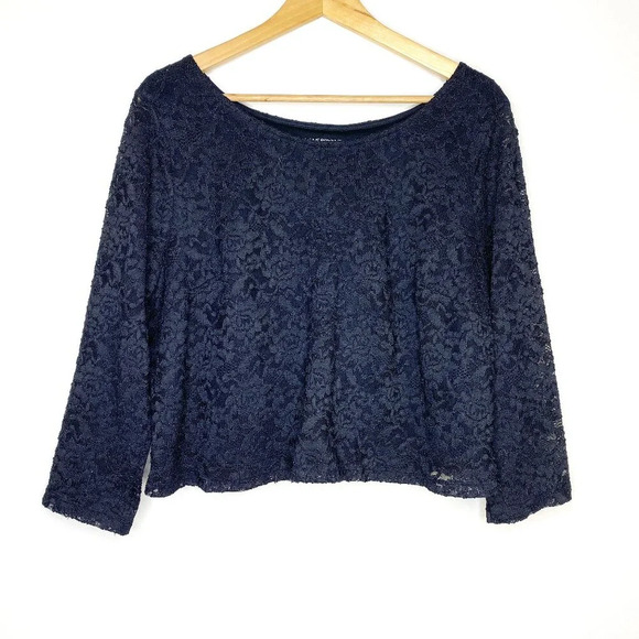 Lane Bryant Black Lace 3/4 Sleeve Crop Top Plus 22/24 Party Evening Date Night - Picture 1 of 10